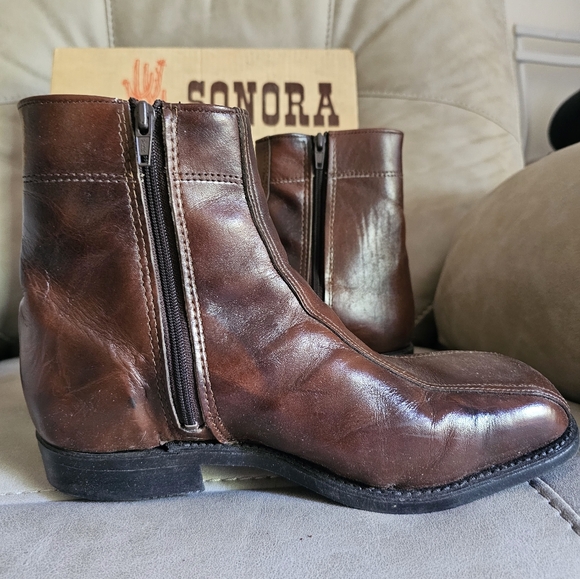 Sonora By Double West Rrown Square Toe Western Cowboy Boots size 8.5 EE - Picture 3 of 8